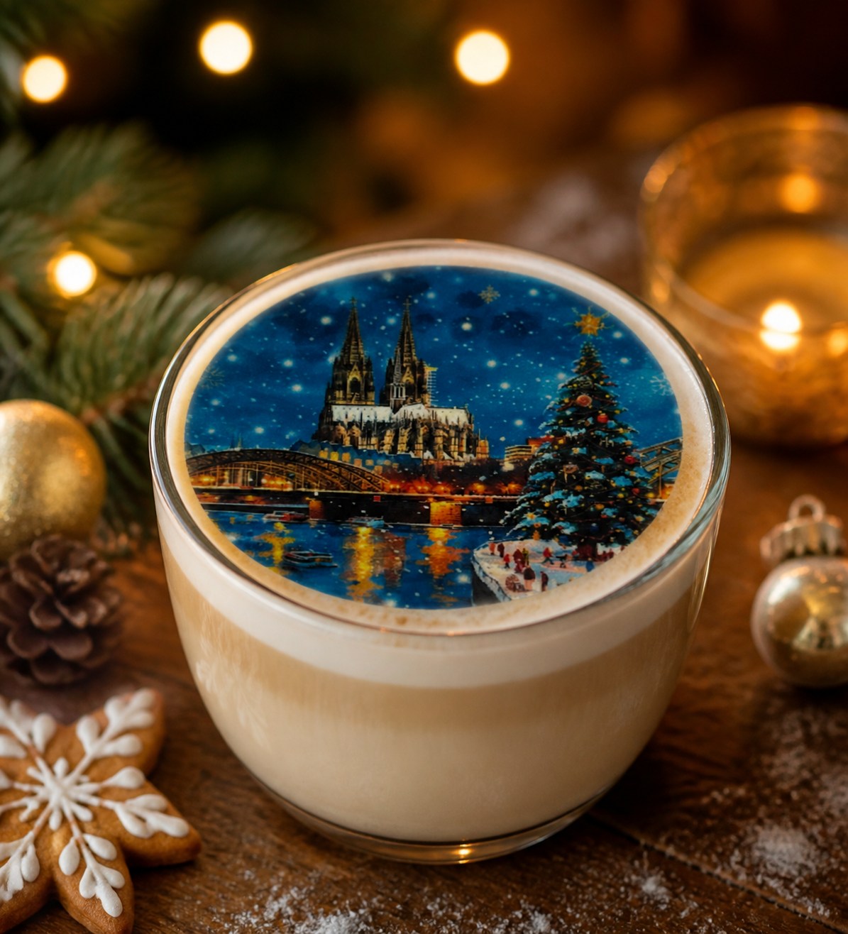 Latte mit essbarem Kölner-Dom-Motiv