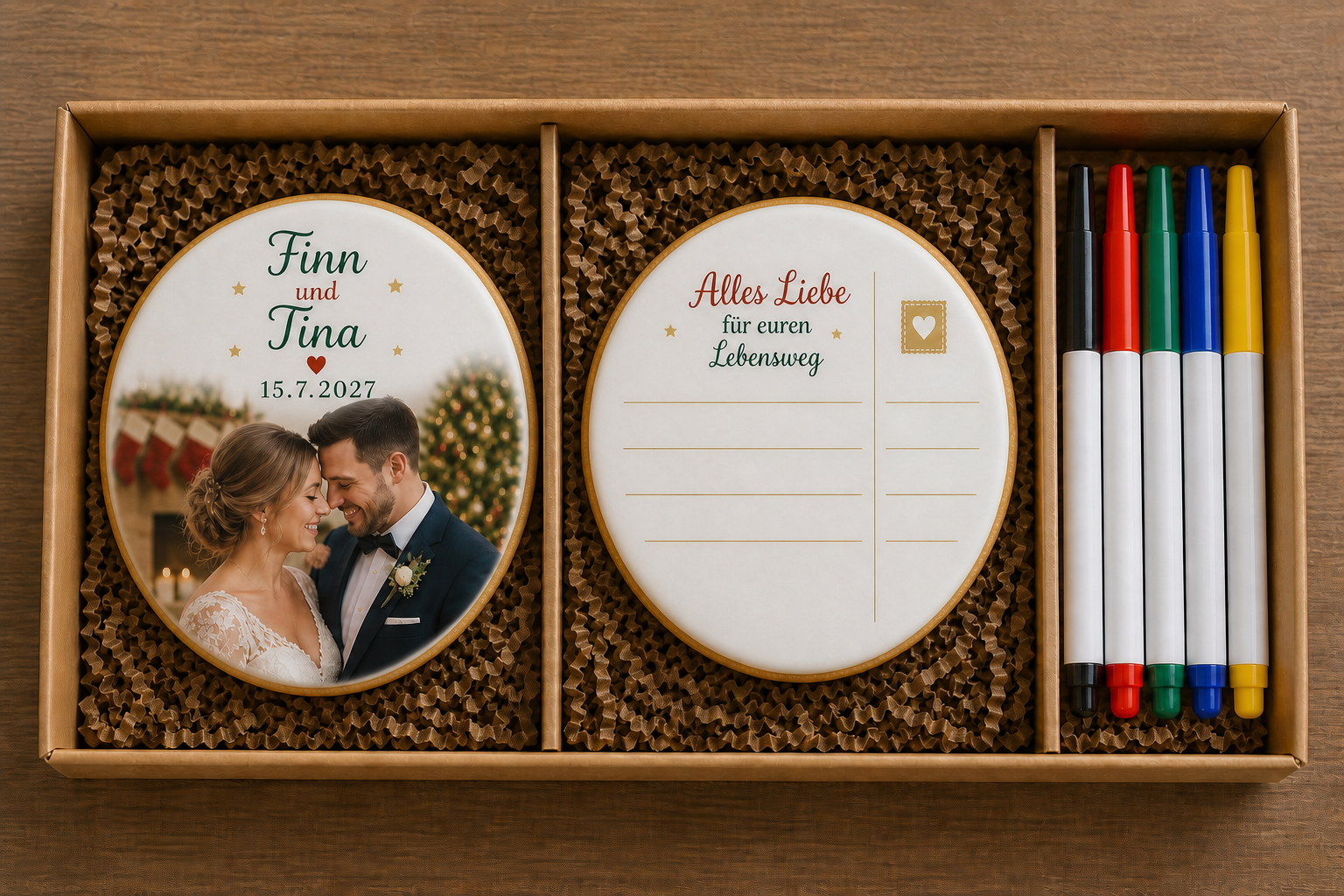 DIY Keks-Set mit Hochzeitsmotiv und Postkarten-Keks zum Ausmalen