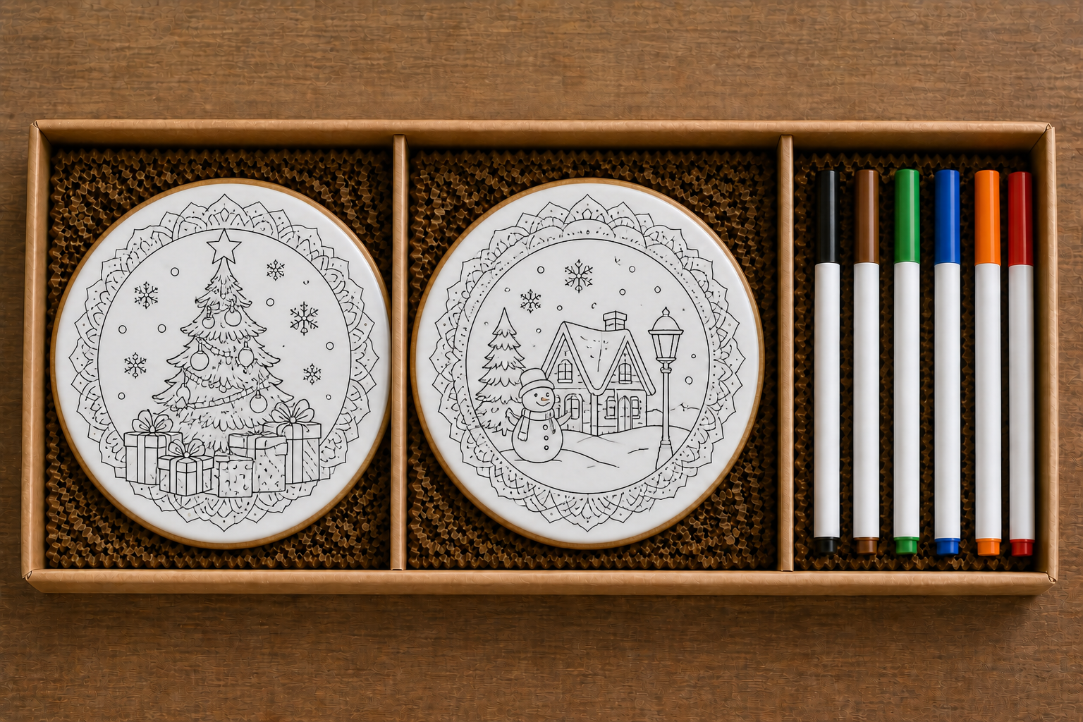 DIY Keks-Set mit Weihnachtsmotiven zum Selberausmalen und 5 Lebensmittelfarbstiften