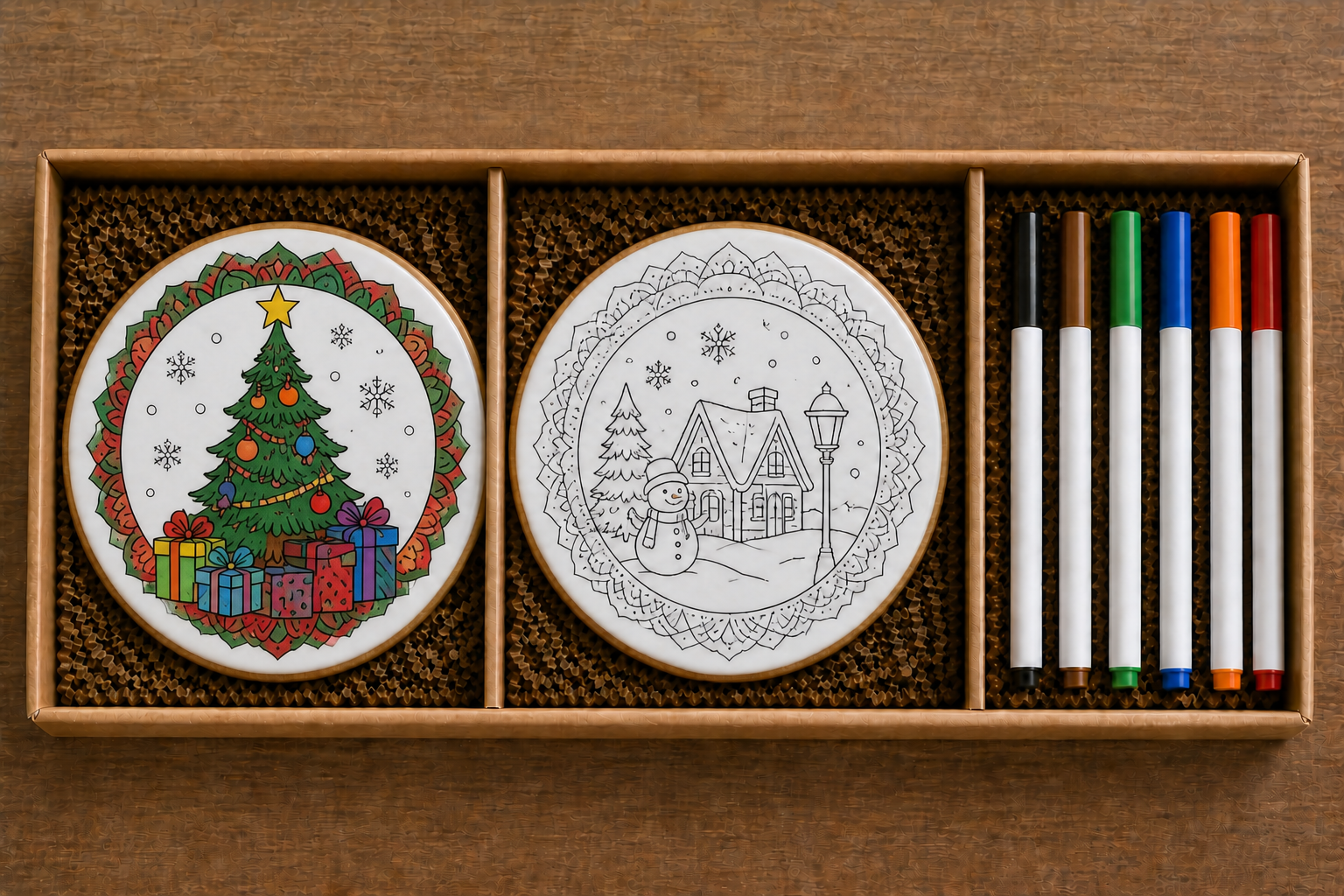 DIY Keks-Set mit Weihnachtsbaum- und Schneemann-Motiv zum Ausmalen